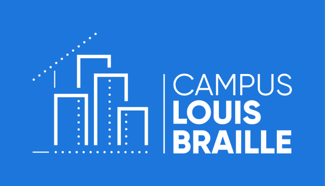 Logo Campus Louis Braille sur fond bleu
