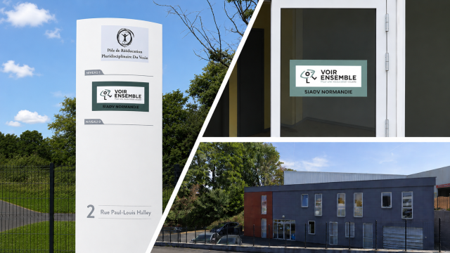 Montage photos avec trois photos de l'extérieur du bâtiment