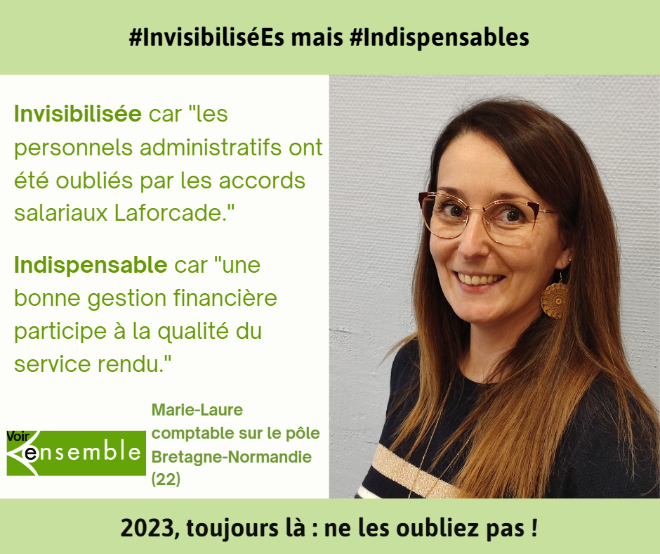 Marie Laure comptable Invisibilisée car "les personnels administratifs ont été oubliés par les accords salariaux Laforcade."